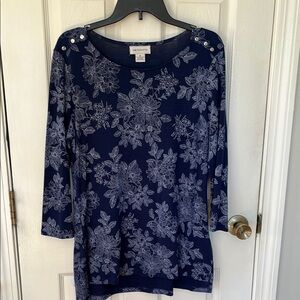 Liz Claiborne Navy Floral Top